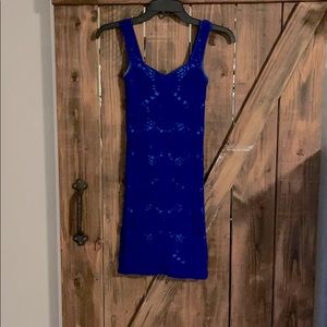 Blue spandex mini dress